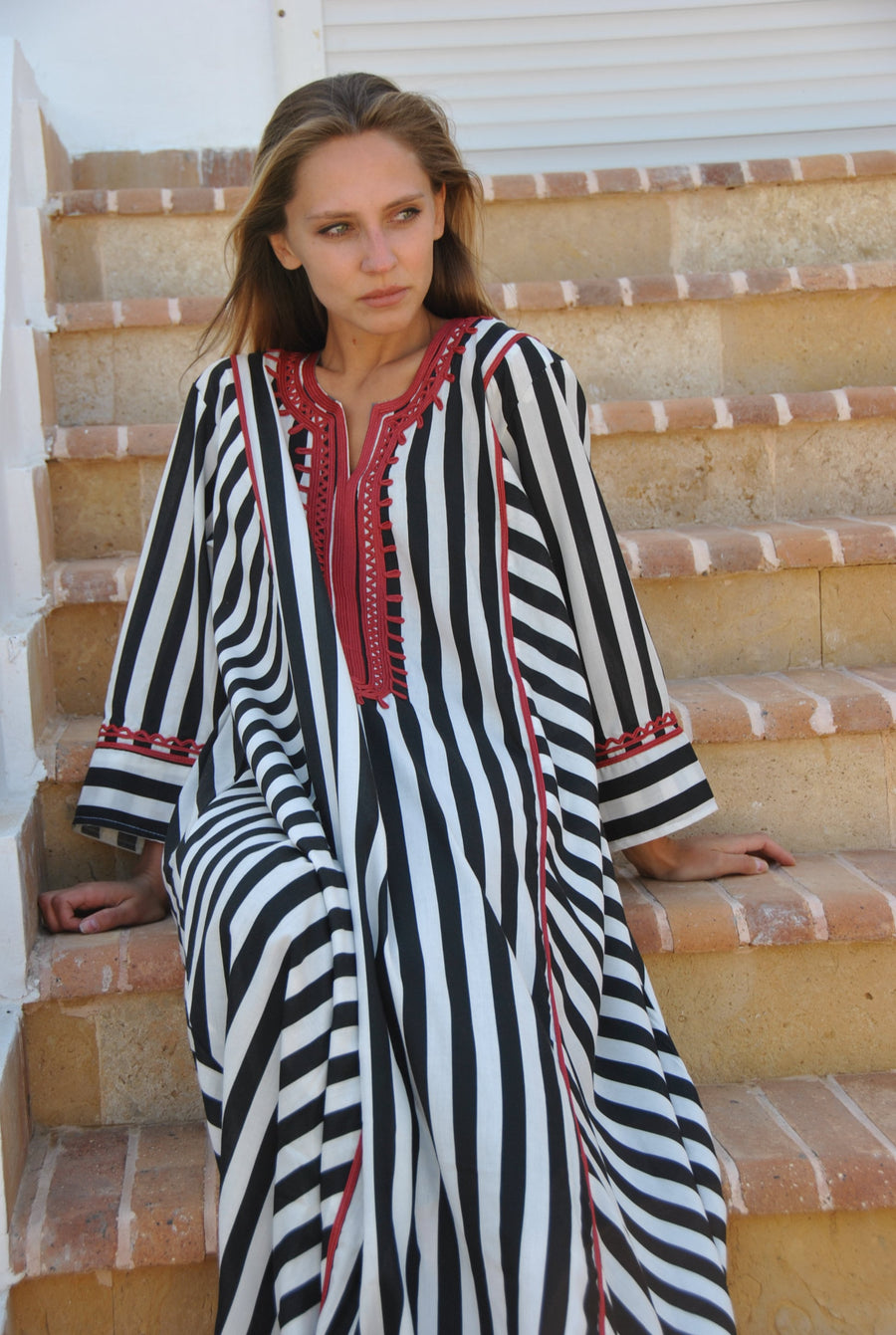 Black Striped Elegant embroidered Kaftan dress, Bohemian Kaftan, caftans for women, Striped kaftan, Summer kaftan dresses, Kaftans women