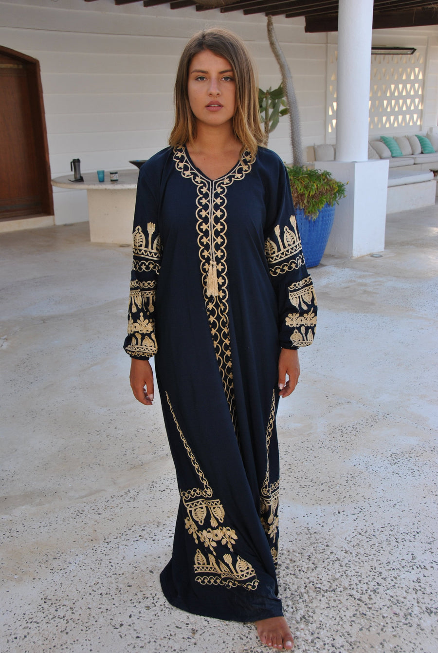 Navy blue embroidered Caftan, women's caftan, wedding dress, embroidered Caftan dress, Caftan maxi dress, Caftans for women, Caftans