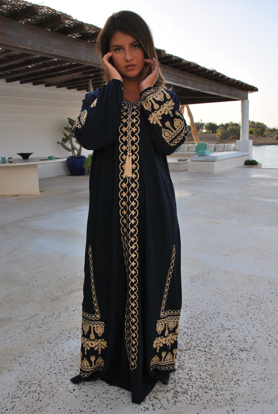 Navy blue embroidered Caftan, women's caftan, wedding dress, embroidered Caftan dress, Caftan maxi dress, Caftans for women, Caftans