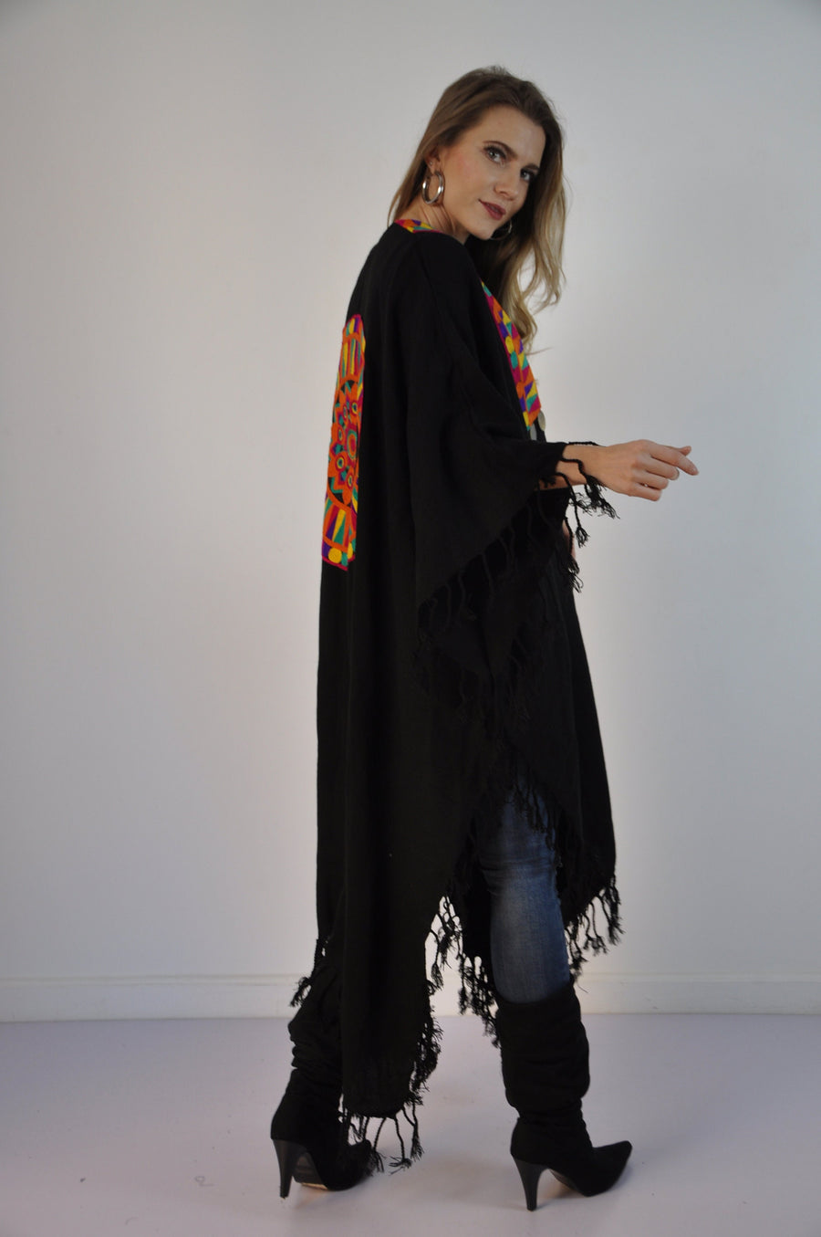 Bohemian embroidered Kimono cardigan, Wool Kimono, Boho Kimono Cardigan, Womens Cardigans, Boho Cardigan, Duster, Velvet Cardigan