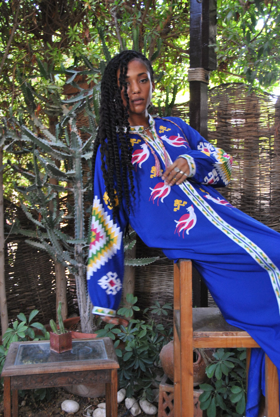 Boho blue summer Kaftan, Long sleeve cotton Kaftan dress, Colorful embroidered Kaftan dress, kaftan maxi dress, Caftans for women, Caftans