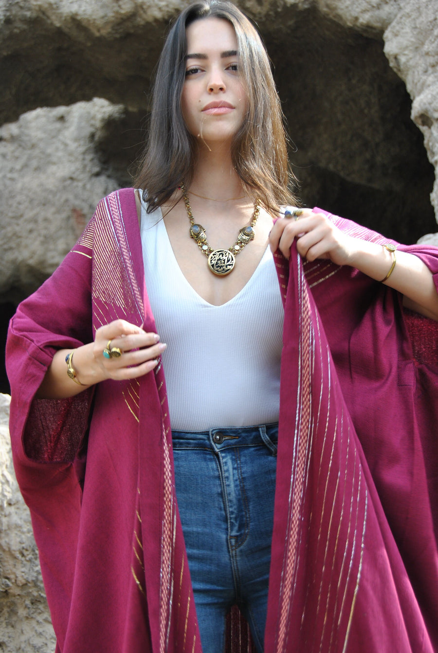 Wool Hand loomed Burgundy Abaya, Wool abaya, Festival Kimono, Burgundy Kimono, Plus size Kimono, Kimono for women, Kimonos, winter kimono