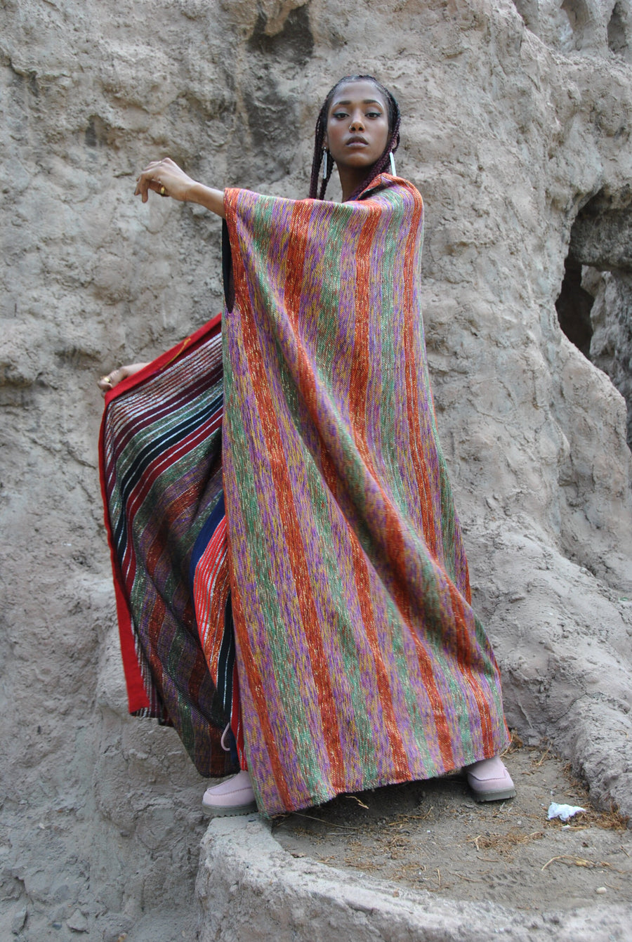 Bedouin luxe multicolor hand loomed wool Kimono, Winter Wool Kimono, Winter kimono, Bohemian Kimono, Colorful Kimono, Kimonos for women