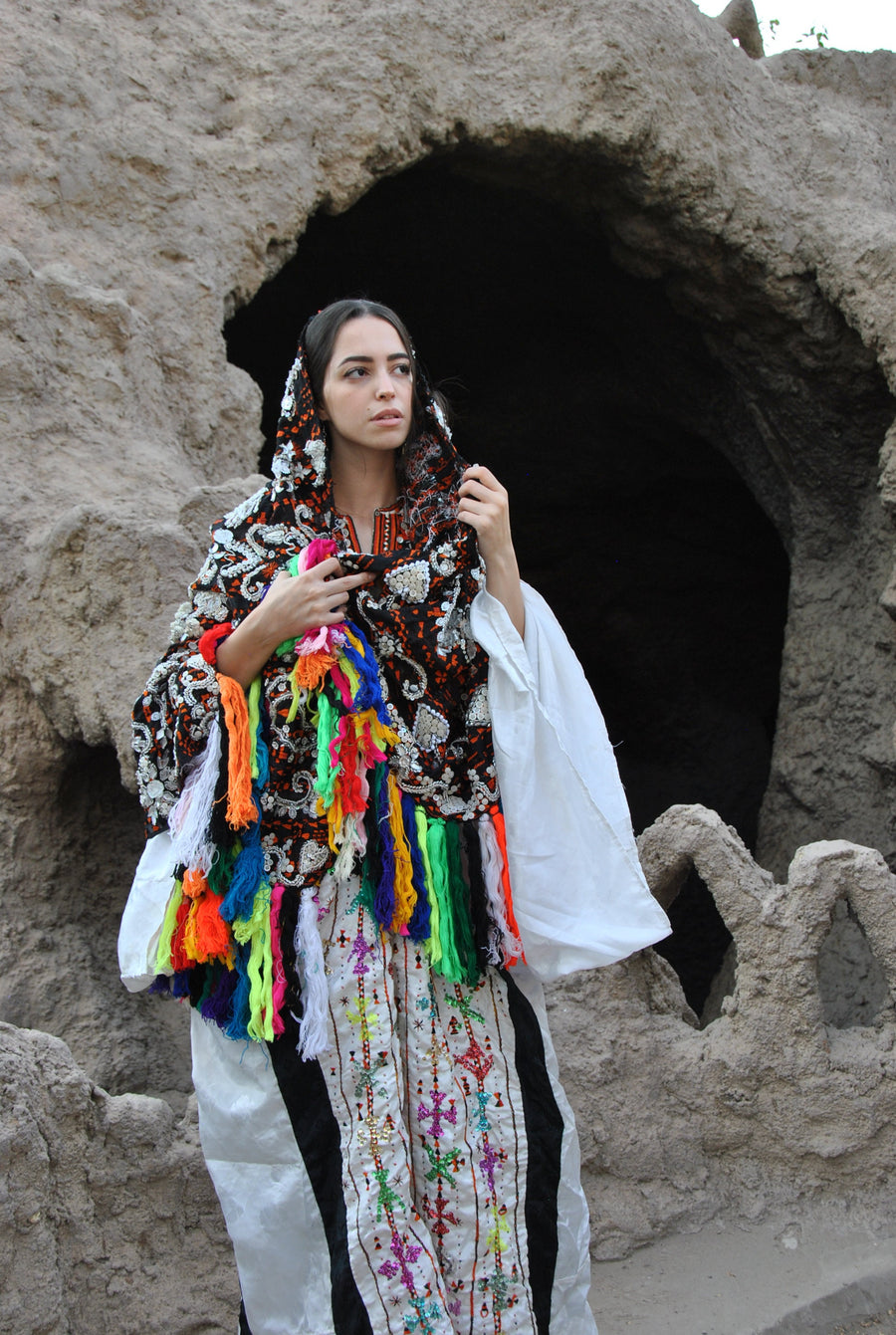 Vintage Bedouin wedding scarf / shawl, Vintage inherited hand embroidered wedding Shawl, Vintage Collector's Shawl, Vintage bedouin scarf