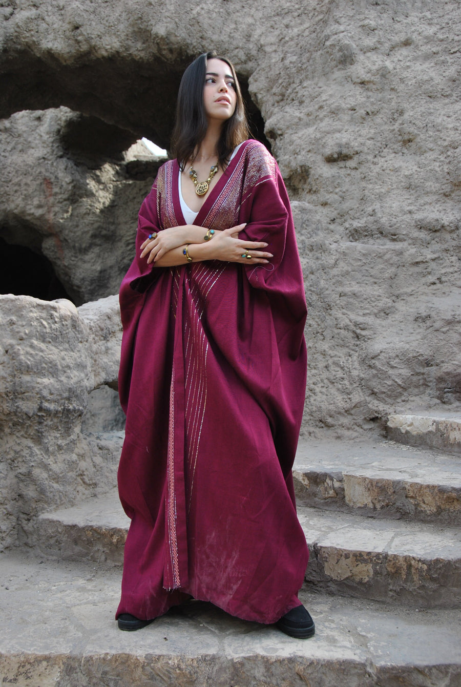 Wool Hand loomed Burgundy Abaya, Wool abaya, Festival Kimono, Burgundy Kimono, Plus size Kimono, Kimono for women, Kimonos, winter kimono