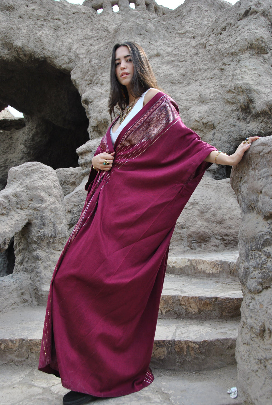 Wool Hand loomed Burgundy Abaya, Wool abaya, Festival Kimono, Burgundy Kimono, Plus size Kimono, Kimono for women, Kimonos, winter kimono