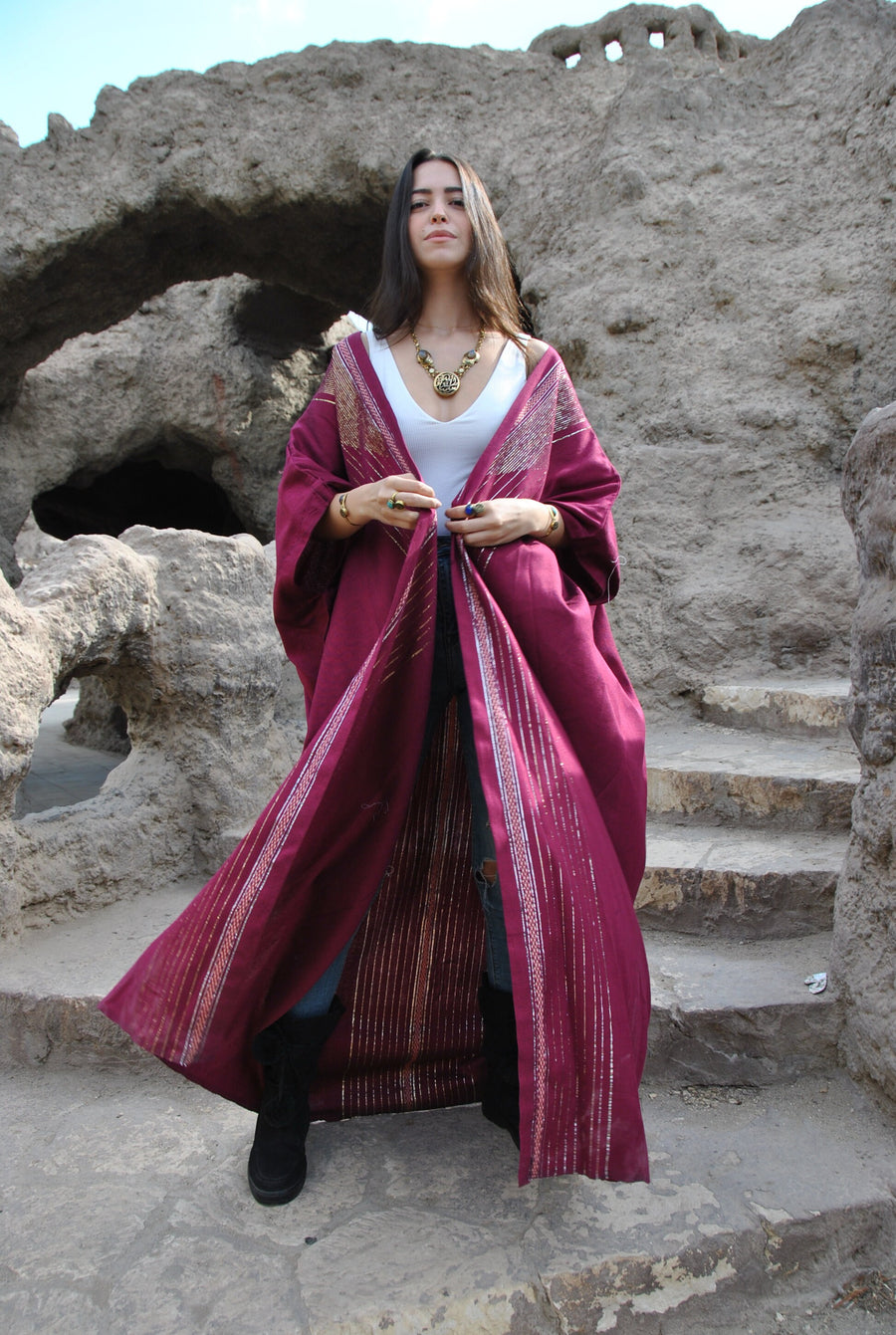 Wool Hand loomed Burgundy Abaya, Wool abaya, Festival Kimono, Burgundy Kimono, Plus size Kimono, Kimono for women, Kimonos, winter kimono