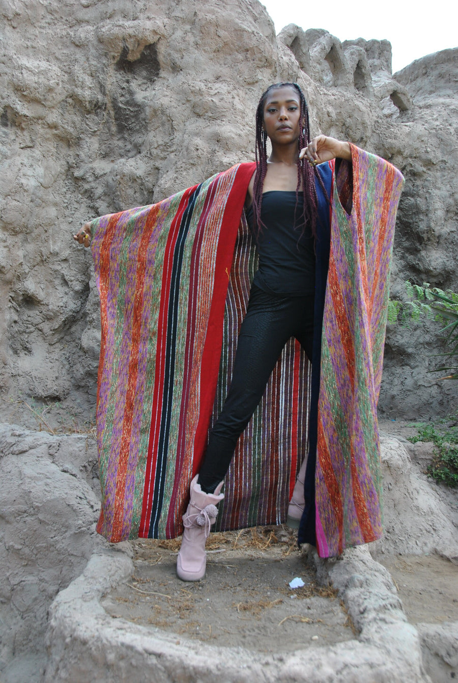 Bedouin luxe multicolor hand loomed wool Kimono, Winter Wool Kimono, Winter kimono, Bohemian Kimono, Colorful Kimono, Kimonos for women