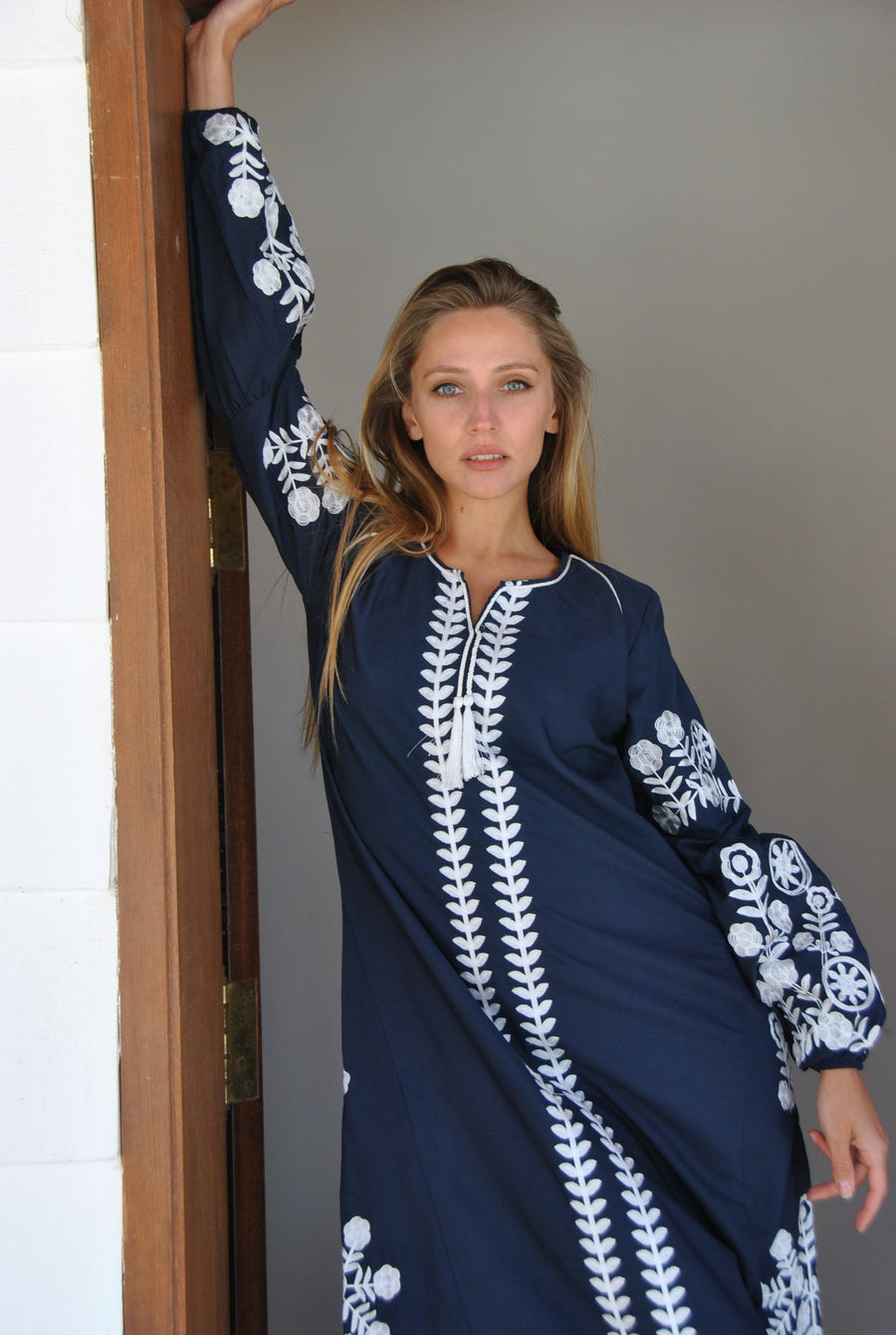 Beautiful Navy blue embroidered Caftan, summer women's caftan, embroidered Caftan dress, Caftan maxi dress, Caftans for women, Caftans