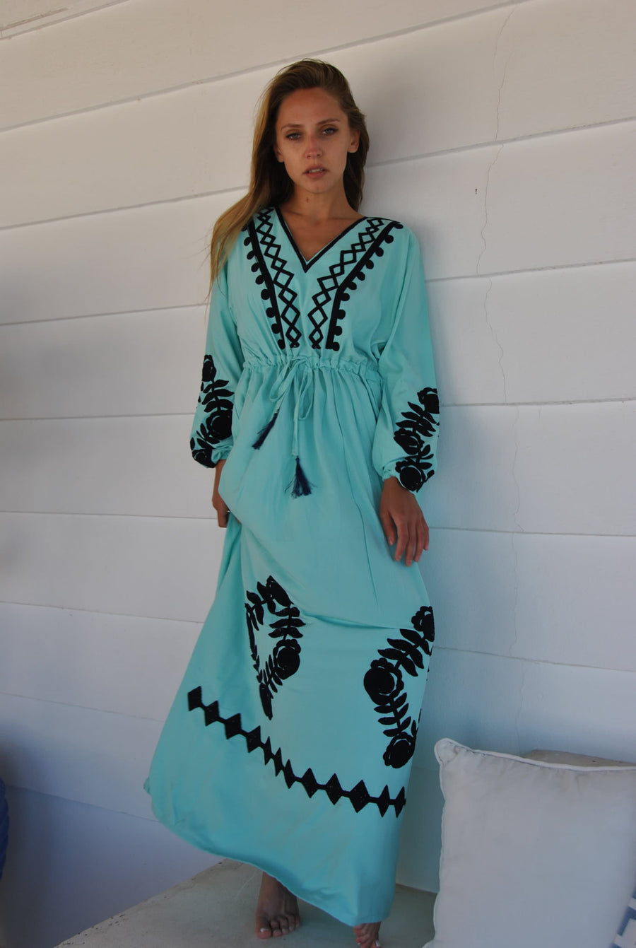 Chic plus size Turquoise caftan, cotton caftan for women, embroidered Caftan dress, Caftan maxi dress, Caftans for women, Caftans, summer