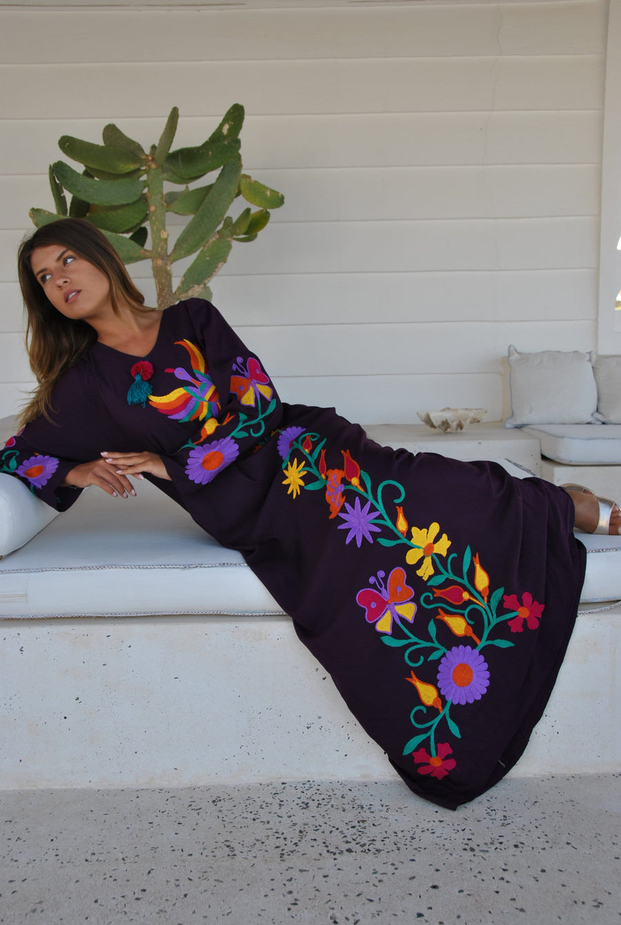 Purple peacock embroidered Caftan, caftans for women, embroidered Caftan dress, Caftan maxi dress, Caftans for women, cotton Caftans