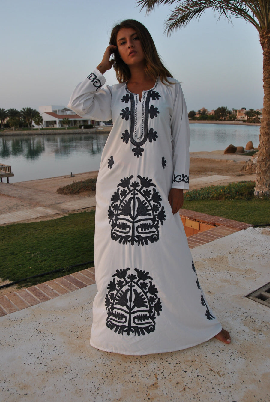 Elegant White embroidered Caftan, summer caftans for women, Caftans for women, embroidered Caftan dress, Caftan maxi dress, womens caftans