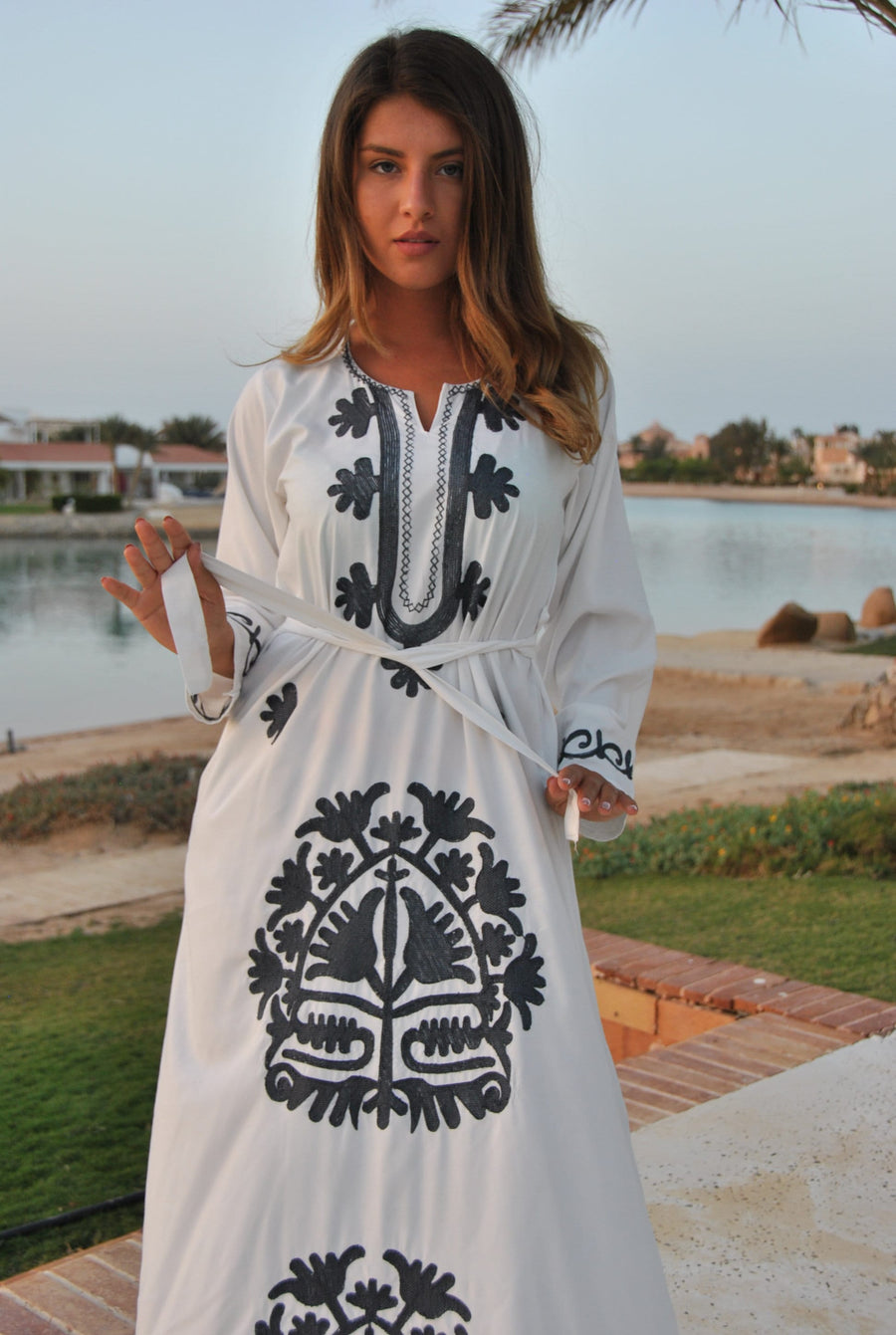 Elegant White embroidered Caftan, summer caftans for women, Caftans for women, embroidered Caftan dress, Caftan maxi dress, womens caftans