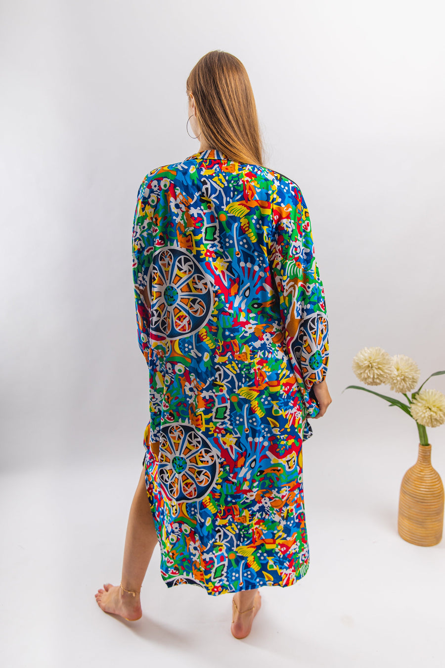Plus size Boho black Tunic kaftan with pockets, vibrant print tunic kaftan dress, cotton tunic dress, Summer tunic, vacation tunic,