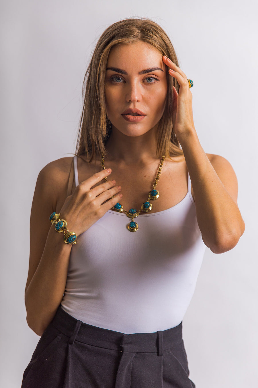 Brass Egyptian necklace jewelry set, egyptian jewelry, necklace, unique Egyptian handicraft, Egyptian jewelry, Brass necklace for women