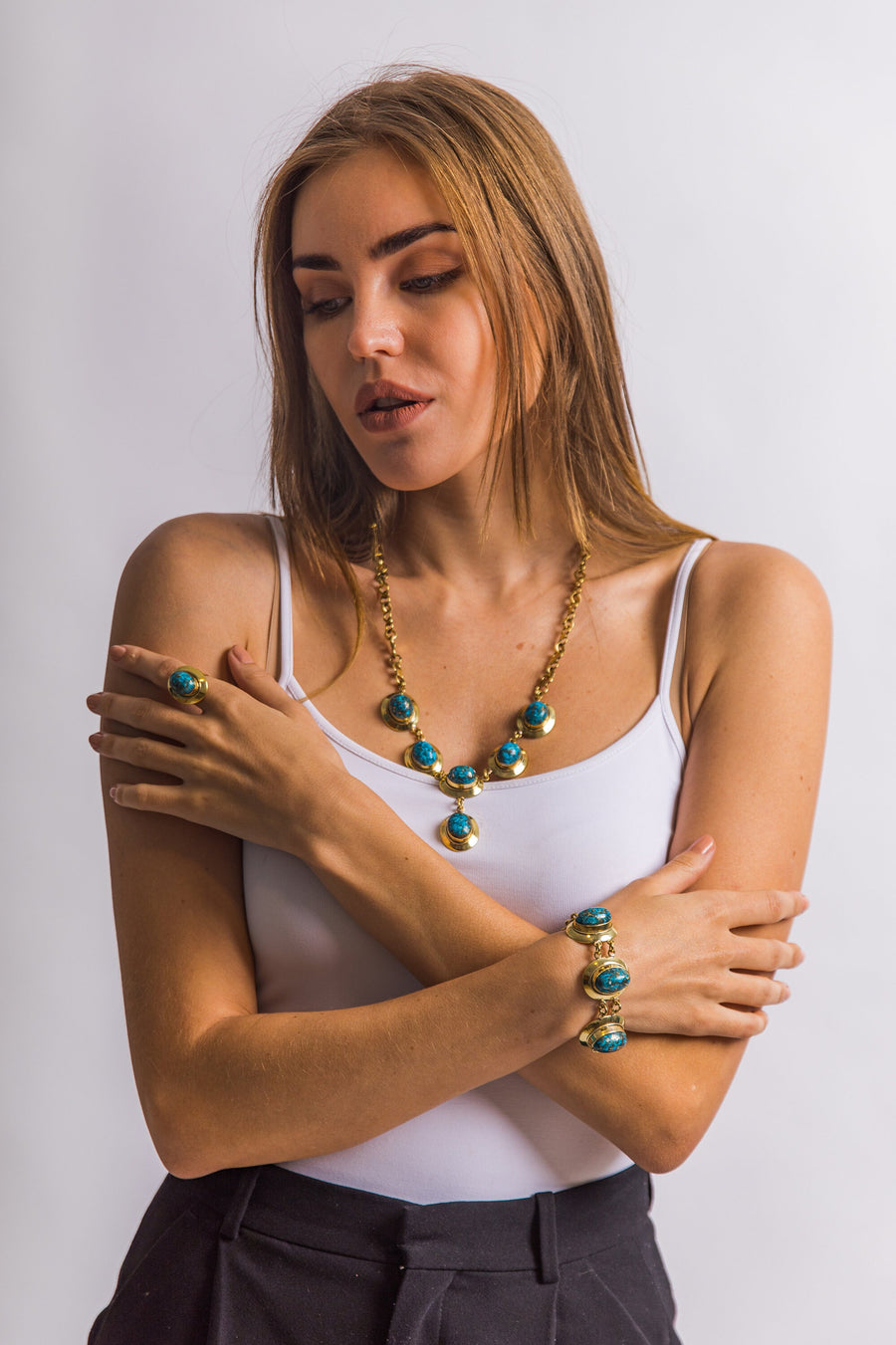 Brass Egyptian necklace jewelry set, egyptian jewelry, necklace, unique Egyptian handicraft, Egyptian jewelry, Brass necklace for women