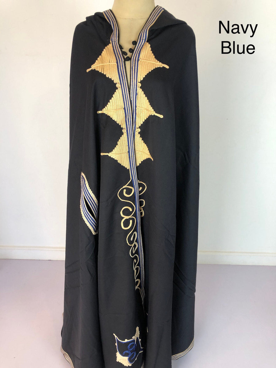Moroccan embroidered hooded wool cape Bohemian Hooded Cloak Boho tri Gipci LLC