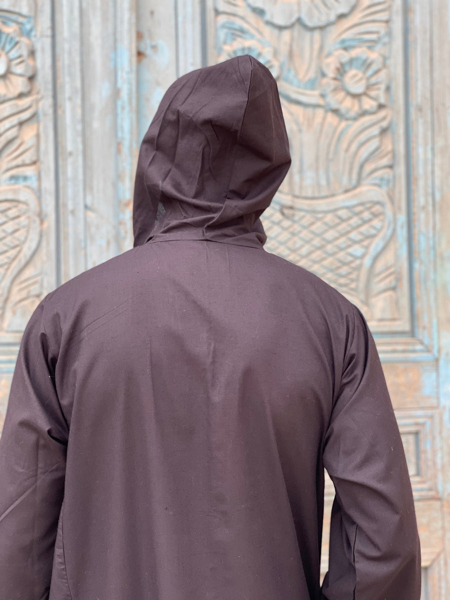 Black hooded Men's Kaftan, Egyptian Cotton caftan, Men's kaftan, caftans for men, men clothing, gift for men, husband, gift for him