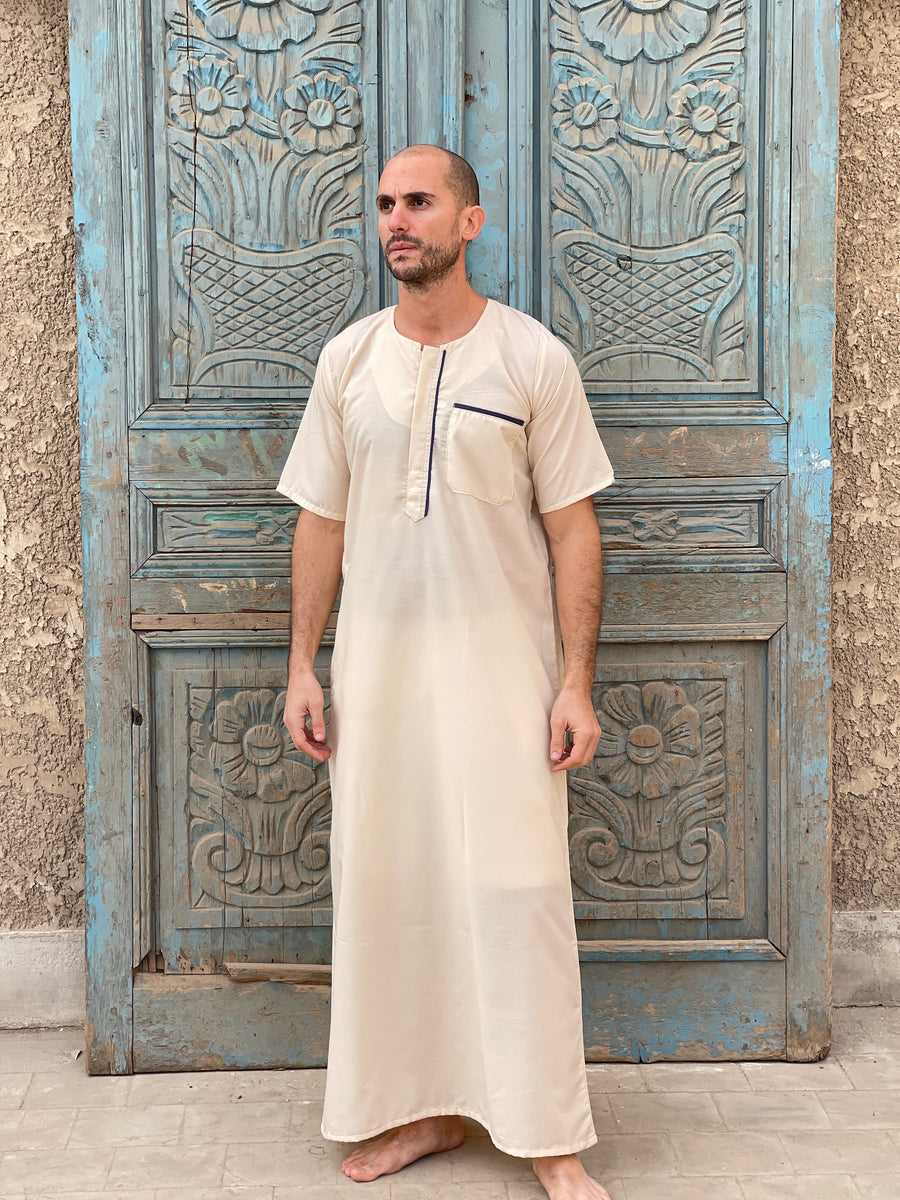 Beige Men's Kaftan, Short sleeve Men's kaftan, Cotton men caftan, caftans for men, men clothing, gift for men, husband gift, gift for him