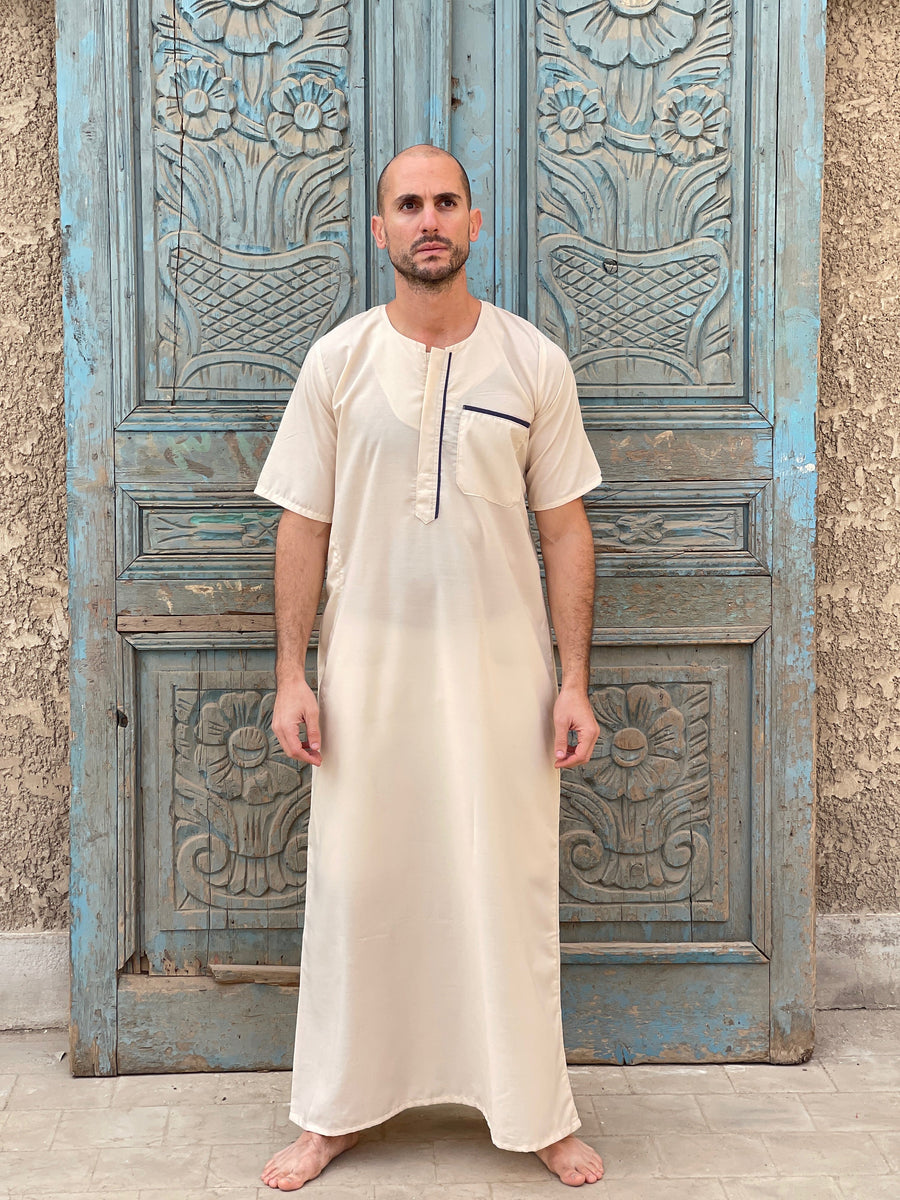Beige Men's Kaftan, Short sleeve Men's kaftan, Cotton men caftan, caftans for men, men clothing, gift for men, husband gift, gift for him