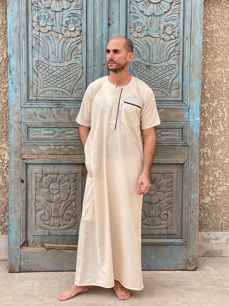 Beige Men's Kaftan, Short sleeve Men's kaftan, Cotton men caftan, caftans for men, men clothing, gift for men, husband gift, gift for him