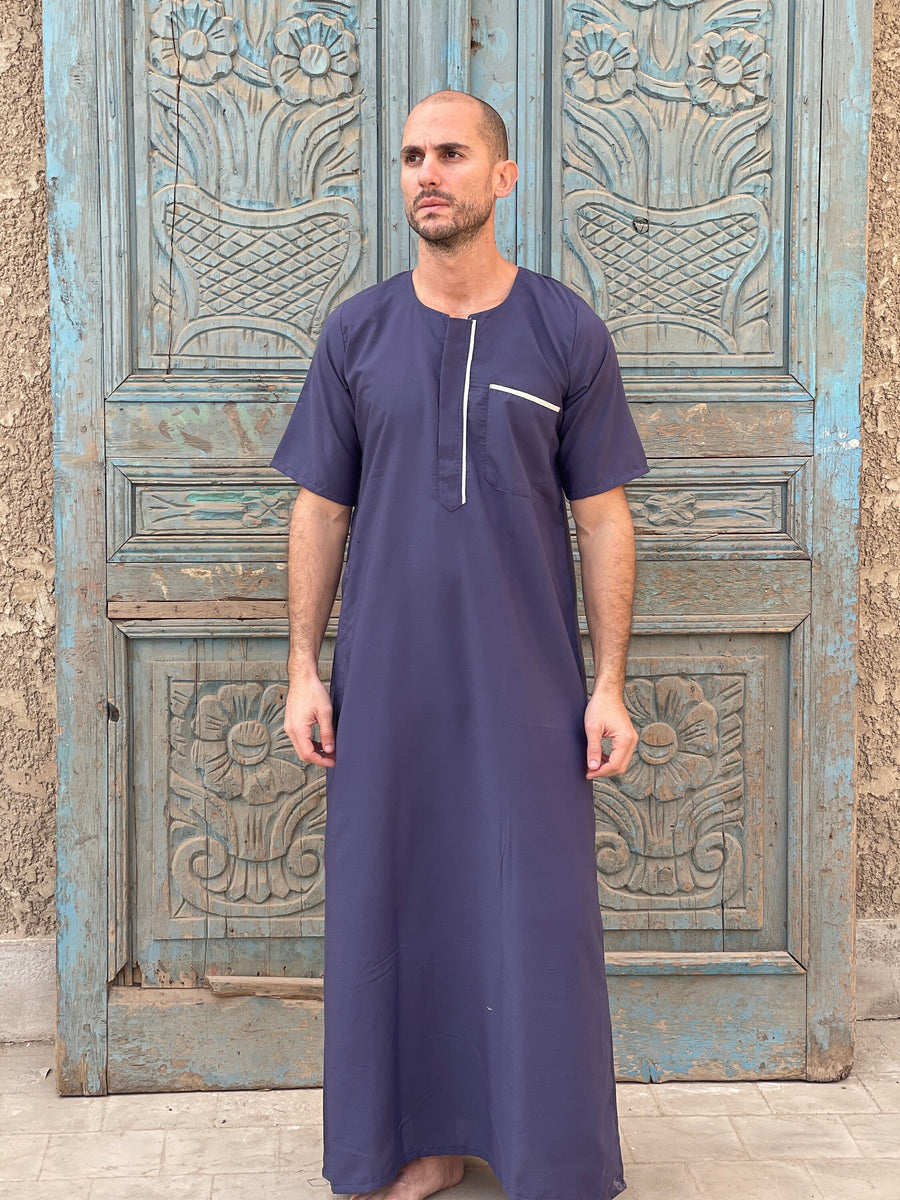 Navy Blue Men's Kaftan, Short sleeve Men's kaftan, Cotton men caftan, caftans for men, men clothing, gift for men, husband, gift for him