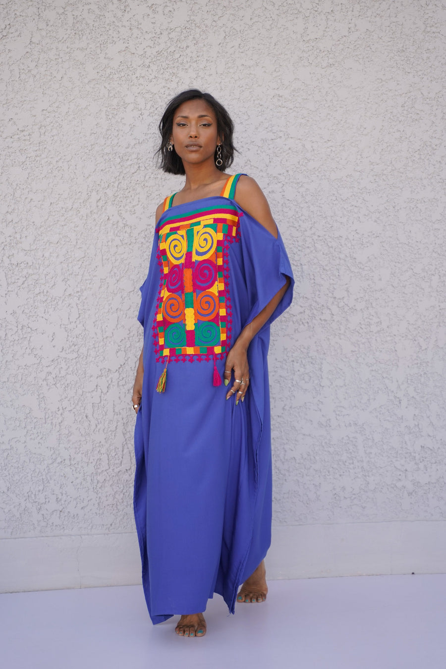 Blue strap embroidered caftan dress, Plus size caftan dress, Caftans for women, Loose fit caftan, caftans for women, Egyptian cotton caftan