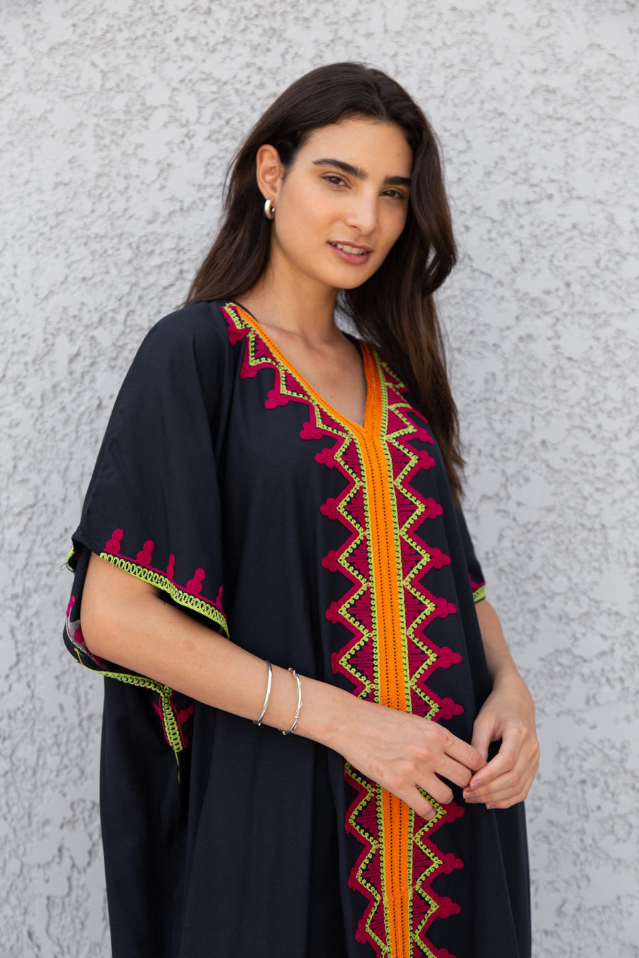 Dark navy blue cotton caftan, Cotton embroidered caftan, Plus size Kaftan, Free size Bohemian Caftan, Cotton Kaftan, Exotic Kaftan