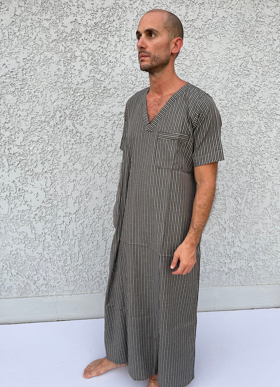 Striped Men's Kaftan, Short sleeve Men's kaftan, Cotton men caftan, caftans for men, men clothing, gift for men, husband gift, gift for him
