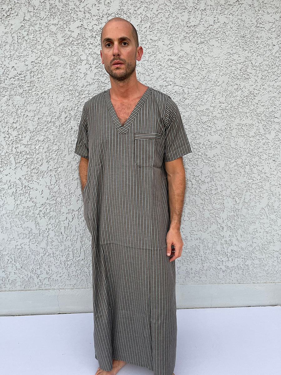 Striped Men's Kaftan, Short sleeve Men's kaftan, Cotton men caftan, caftans for men, men clothing, gift for men, husband gift, gift for him