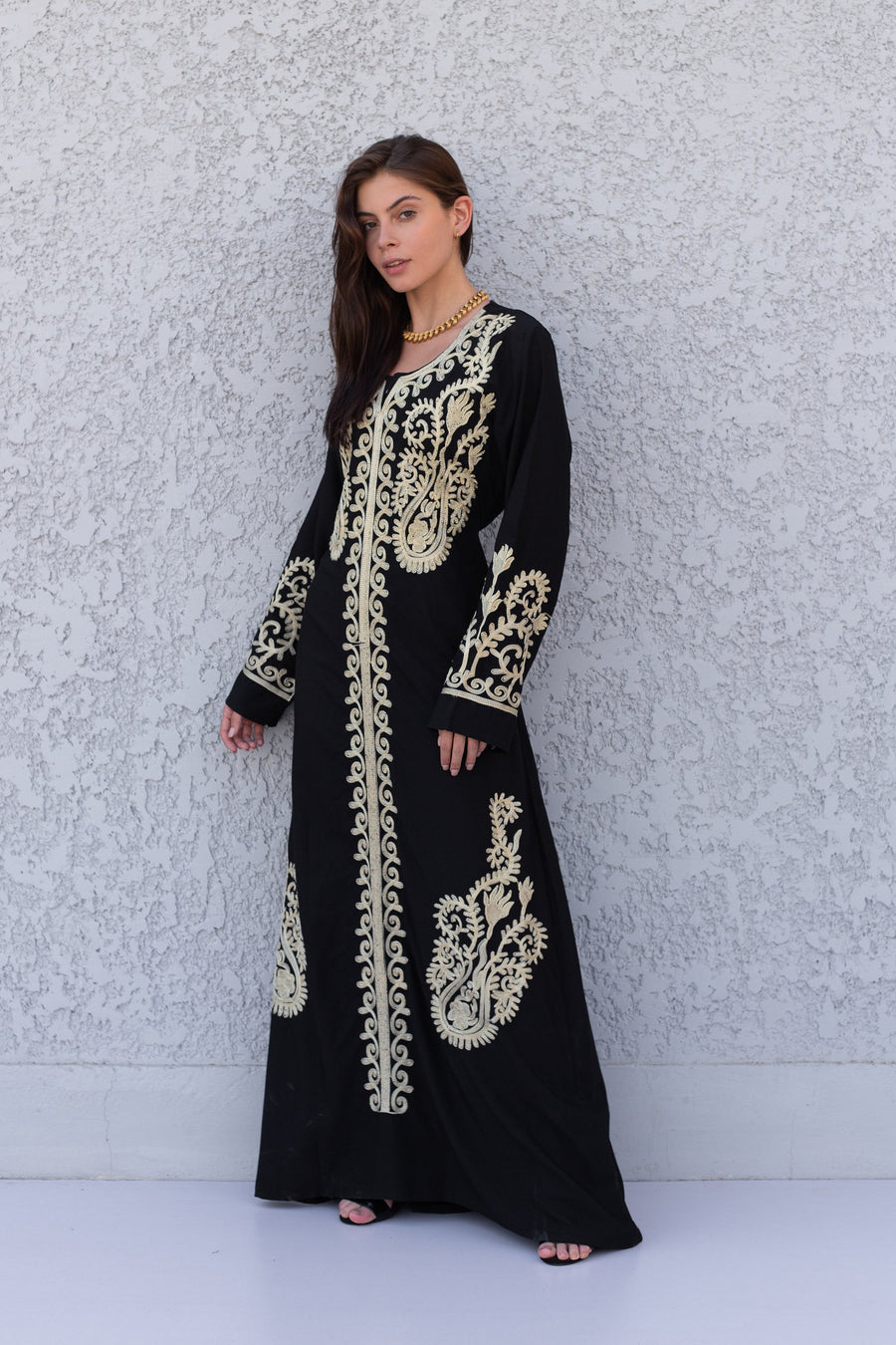 Royal Black embroidered Cotton caftan for women, embroidered women Kaftan, Caftan maxi dress, Caftans for women, cotton caftan, caftans