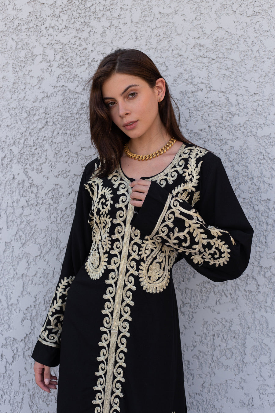Royal Black embroidered Cotton caftan for women, embroidered women Kaftan, Caftan maxi dress, Caftans for women, cotton caftan, caftans