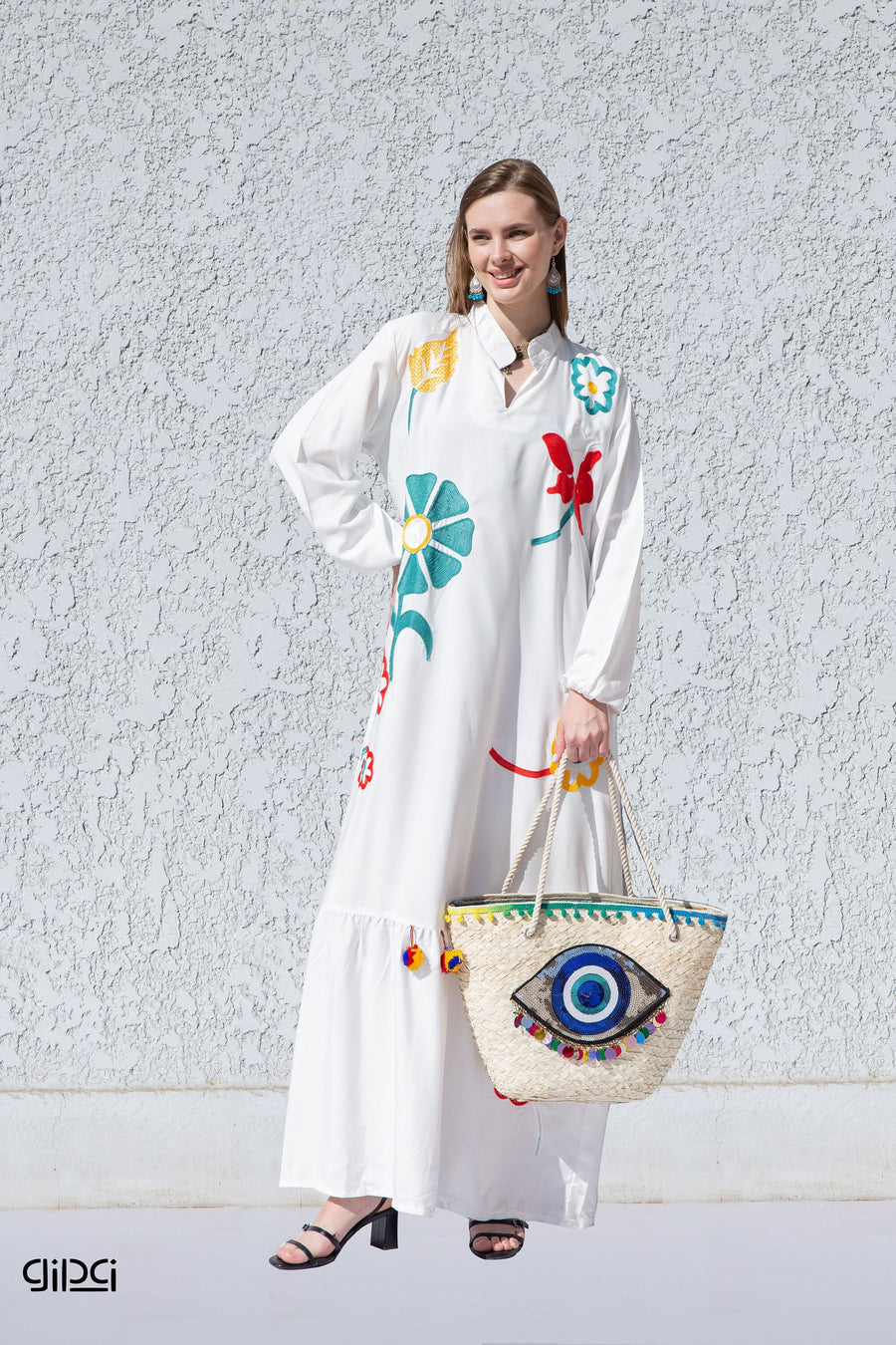 Summer White embroidered kaftan dress, caftans for women, Boho Kaftan dress, Caftans for women, long summer kaftan, kaftans, caftan