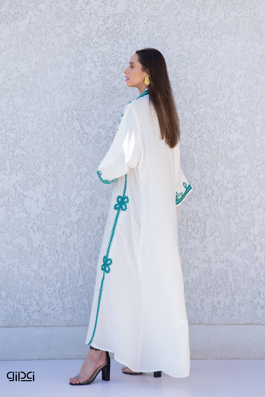 Chic dressy white embroidered cotton Kaftan dress, embroidered caftan, Moroccan Kaftan, embroidered cotton caftan, caftans for women