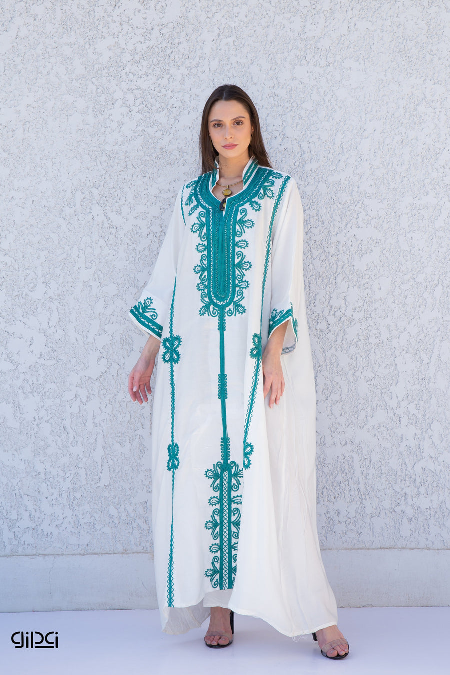 Chic dressy white embroidered cotton Kaftan dress, embroidered caftan, Moroccan Kaftan, embroidered cotton caftan, caftans for women