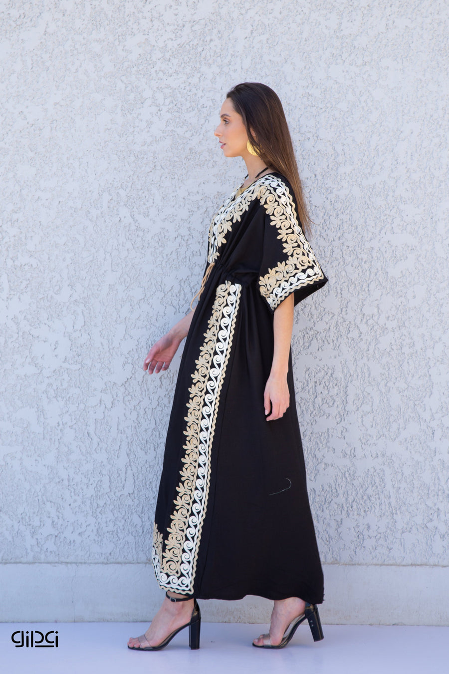 Elegant Black Silver/Gold embroidered kaftan dress, cotton Kaftan, Ramadan caftan, women kaftans, caftans for women, caftans, summer kaftans