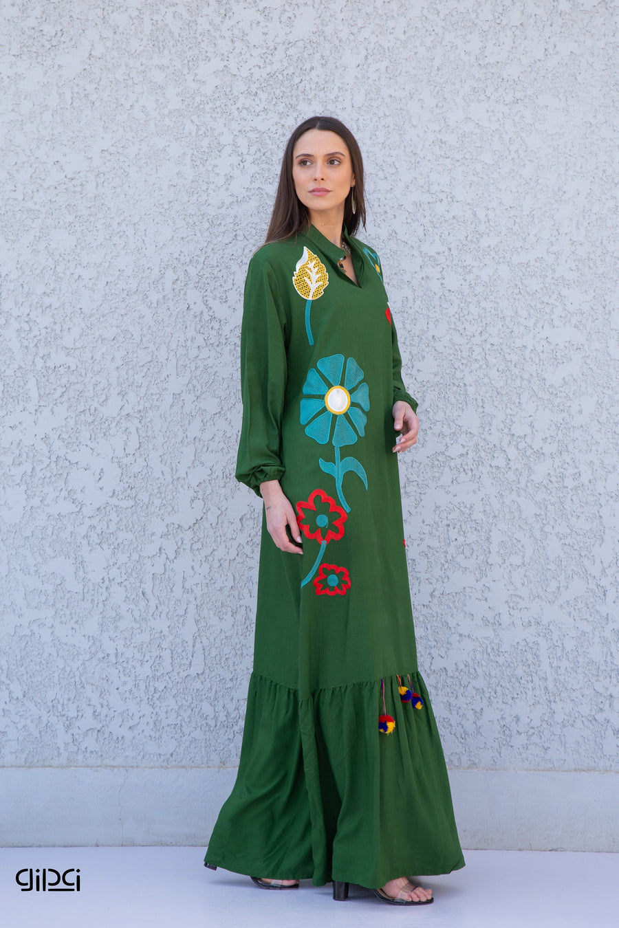 Colorful Green Summer cotton maxi kaftan dress, caftans for women, Boho Kaftan dress, Caftans for women, long summer kaftan, kaftans, caftan