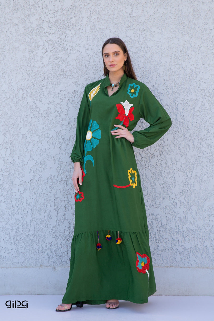 Colorful Green Summer cotton maxi kaftan dress, caftans for women, Boho Kaftan dress, Caftans for women, long summer kaftan, kaftans, caftan