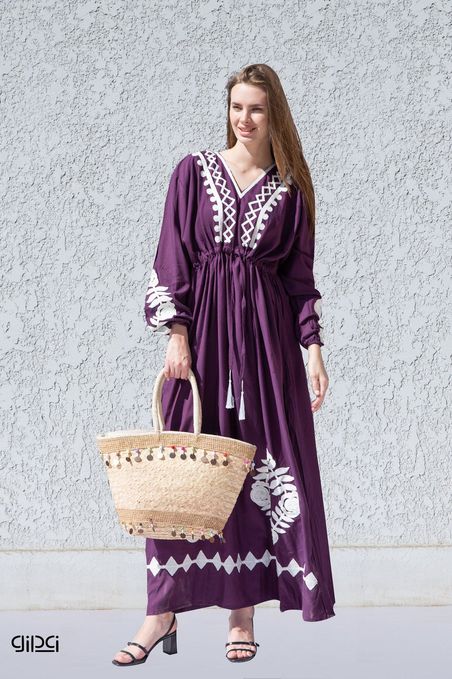 Chic purple cotton caftan, Plus size caftans for women, Cotton embroidery, embroidered Caftan, Caftan maxi dress, Caftans for women, Caftans