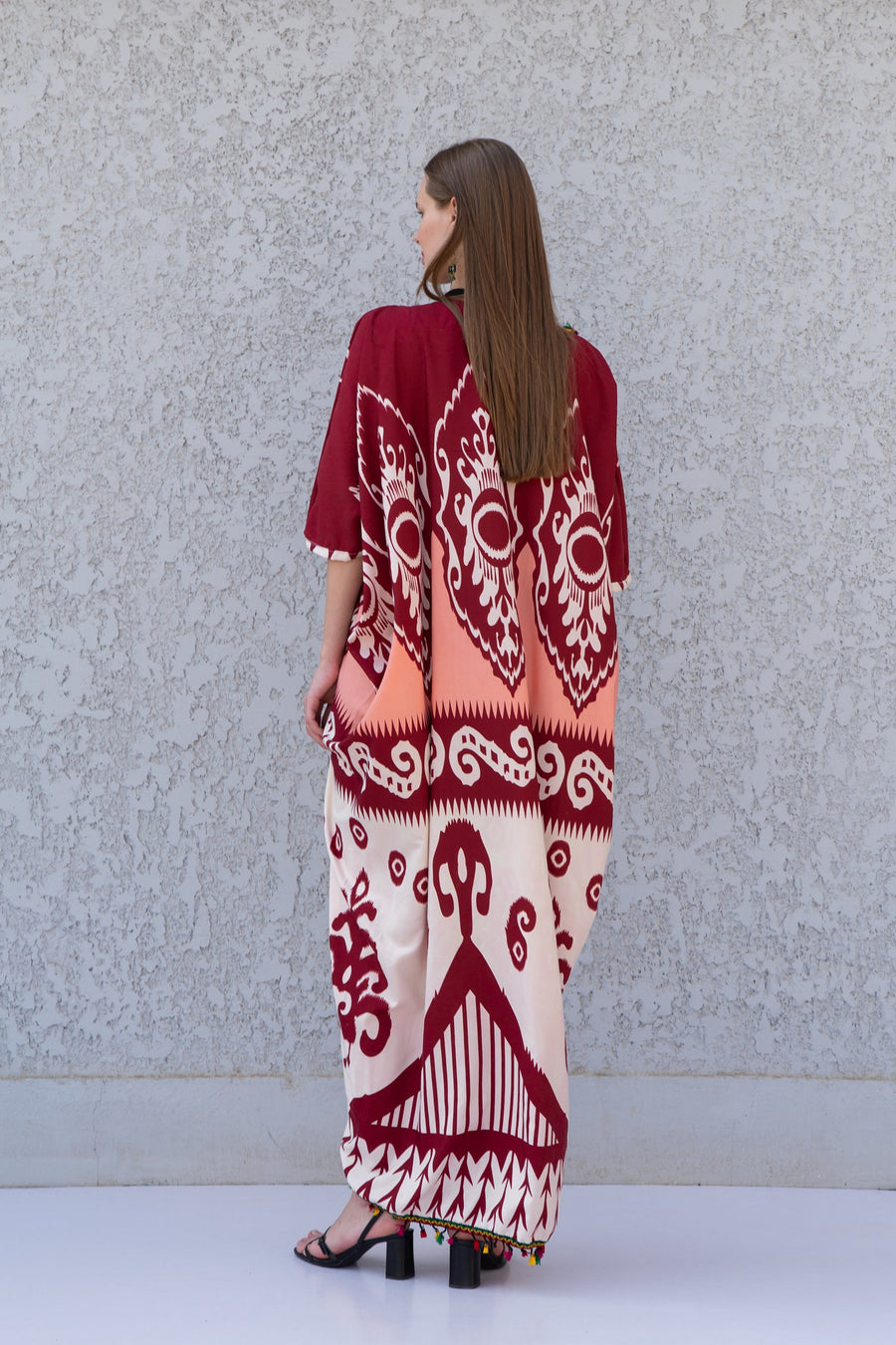 Burgundy revealing open slit Caftan dress, Caftans for women, Loose fit caftan, caftans for women, Egyptian cotton caftan, Plus size kaftan