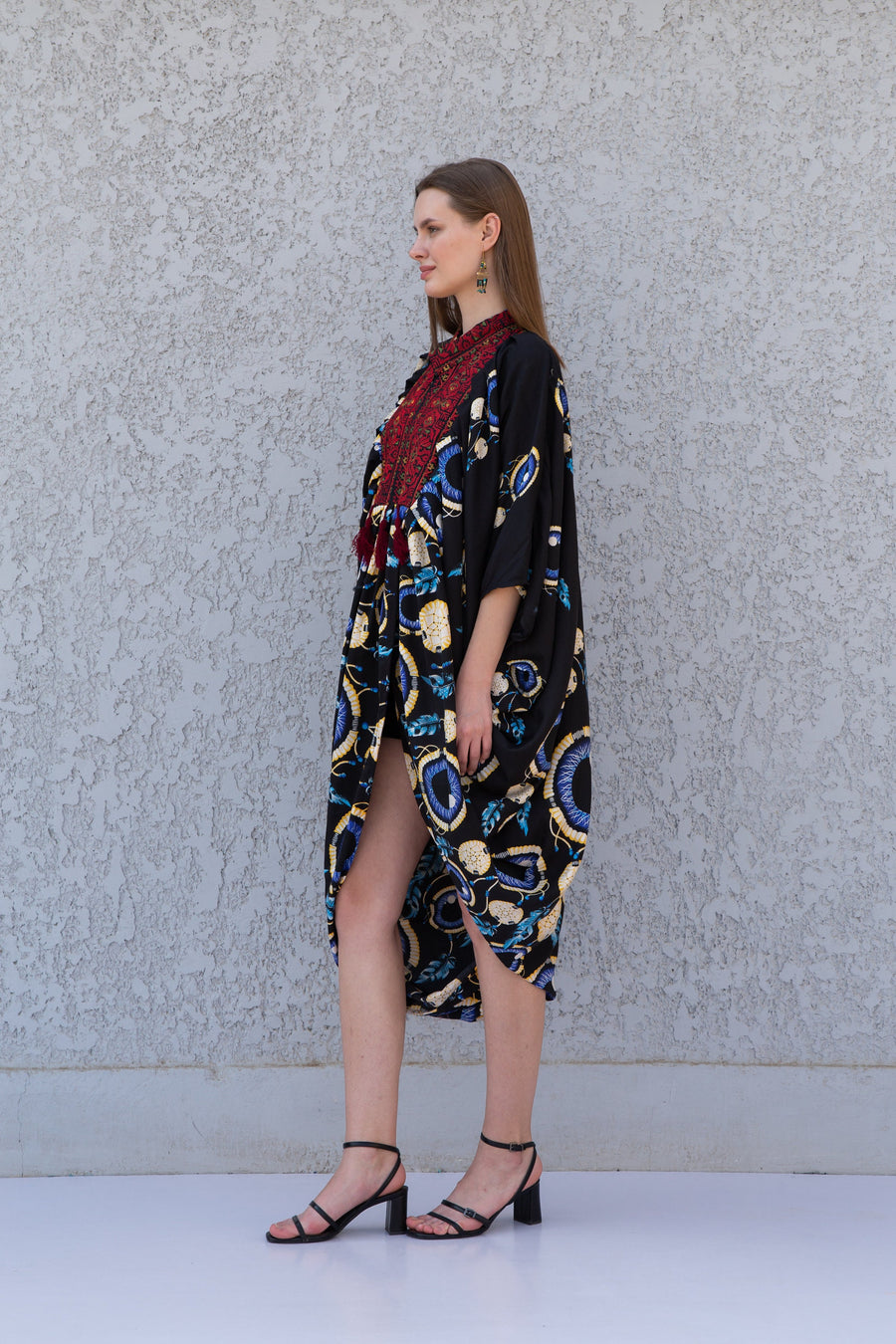 Black evil eye summer Caftan, maternity kaftan, Caftans for women, Loose fit caftan, Egyptian cotton caftan, Plus size kaftan