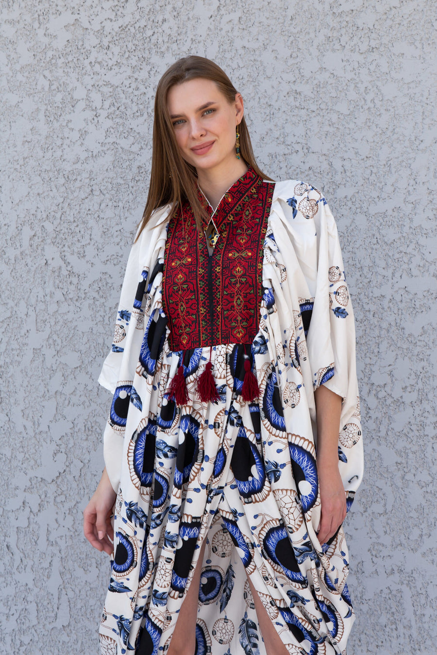 White evil eye summer Caftan, maternity kaftan, Caftans for women, Loose fit caftan, Egyptian cotton caftan, Plus size kaftan