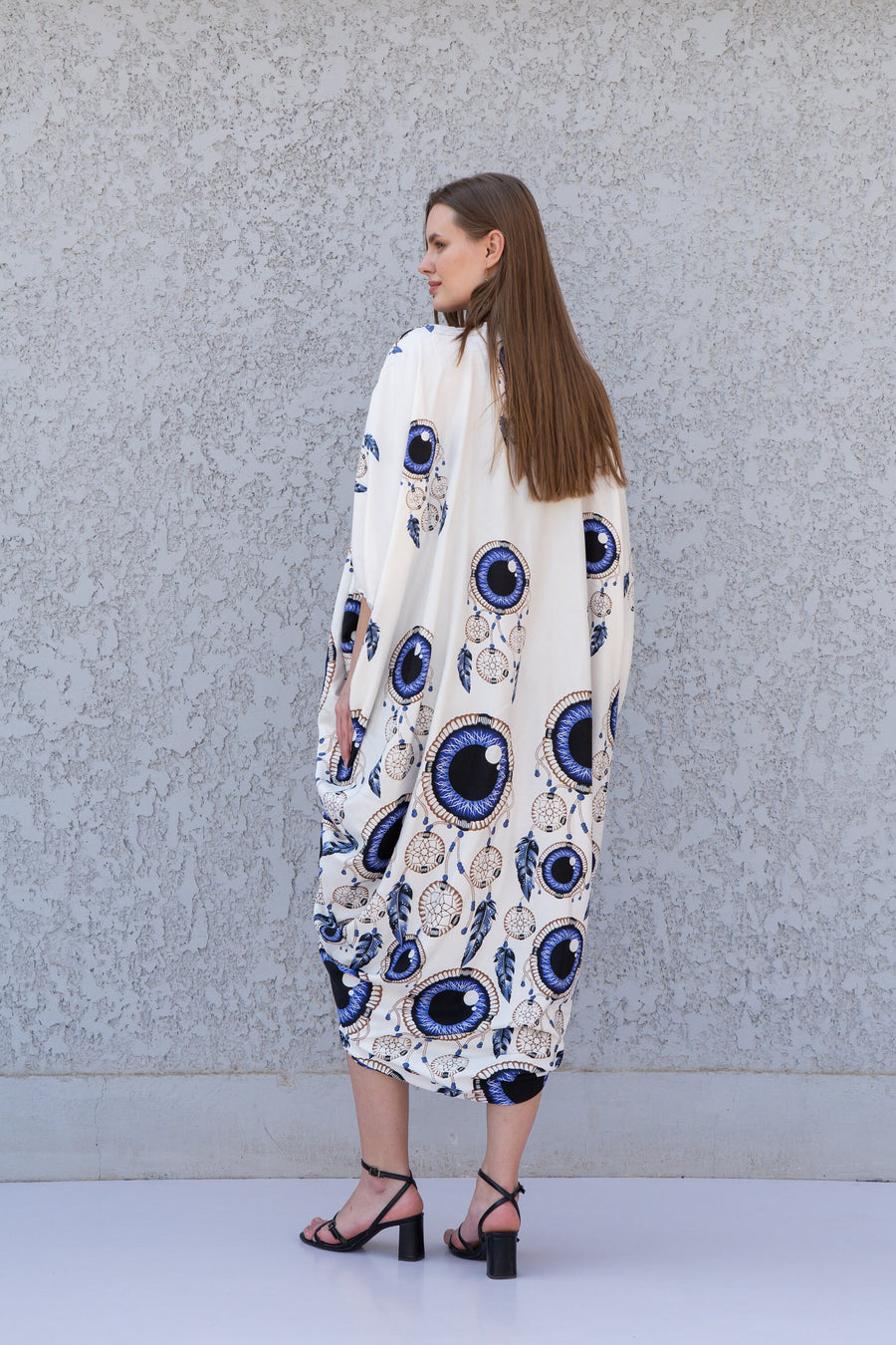 White evil eye summer Caftan, maternity kaftan, Caftans for women, Loose fit caftan, Egyptian cotton caftan, Plus size kaftan