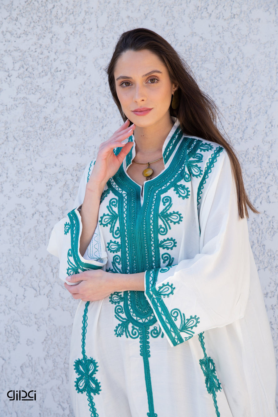 Chic dressy white embroidered cotton Kaftan dress, embroidered caftan, Moroccan Kaftan, embroidered cotton caftan, caftans for women