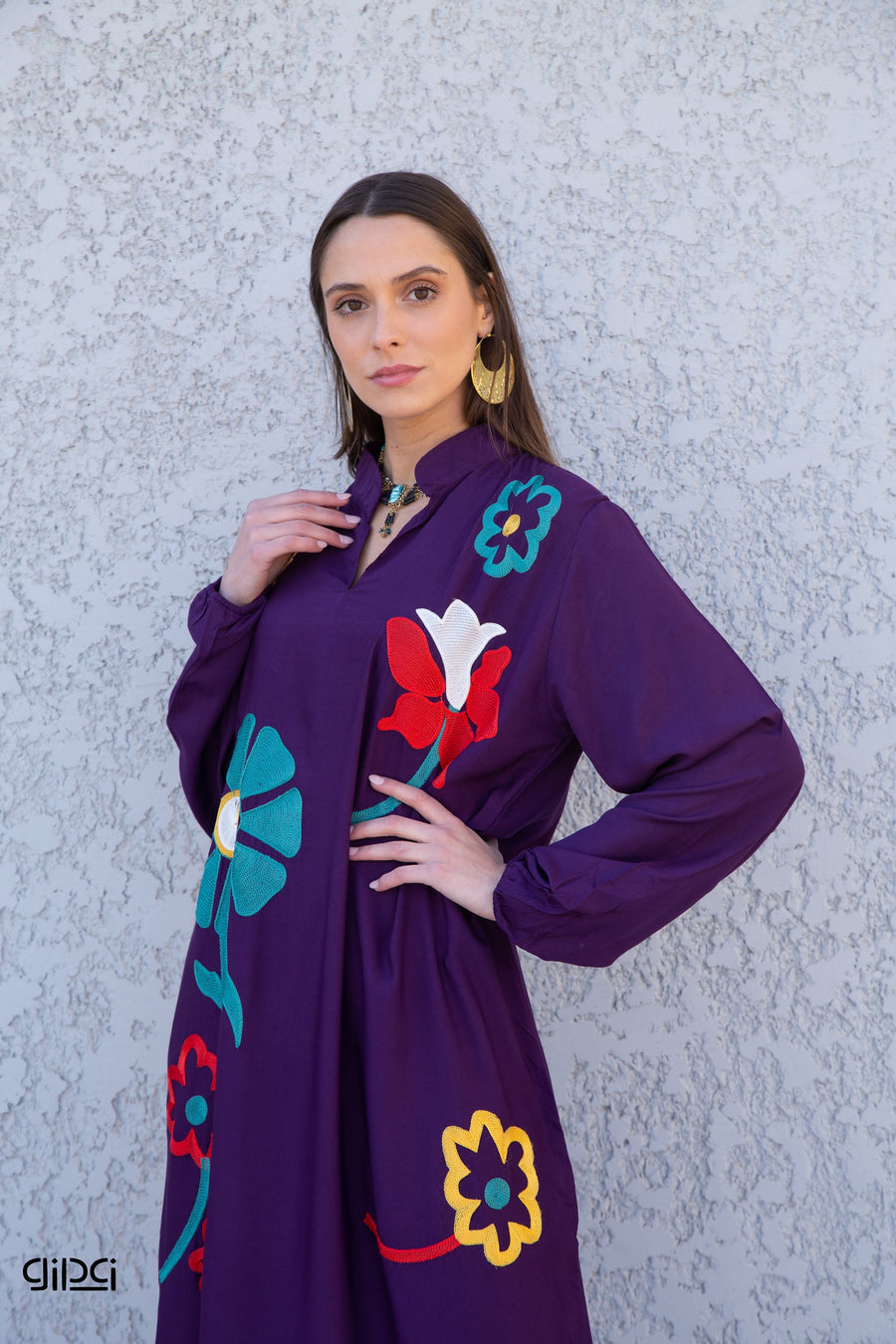 Summer Purple embroidered kaftan dress, caftans for women, Boho Kaftan dress, Caftans for women, long summer kaftan, kaftans, caftan