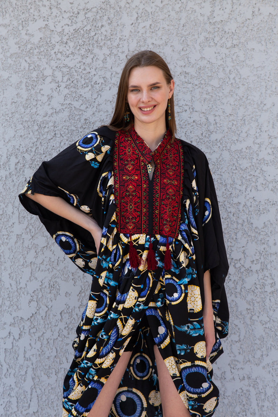 Black evil eye summer Caftan, maternity kaftan, Caftans for women, Loose fit caftan, Egyptian cotton caftan, Plus size kaftan