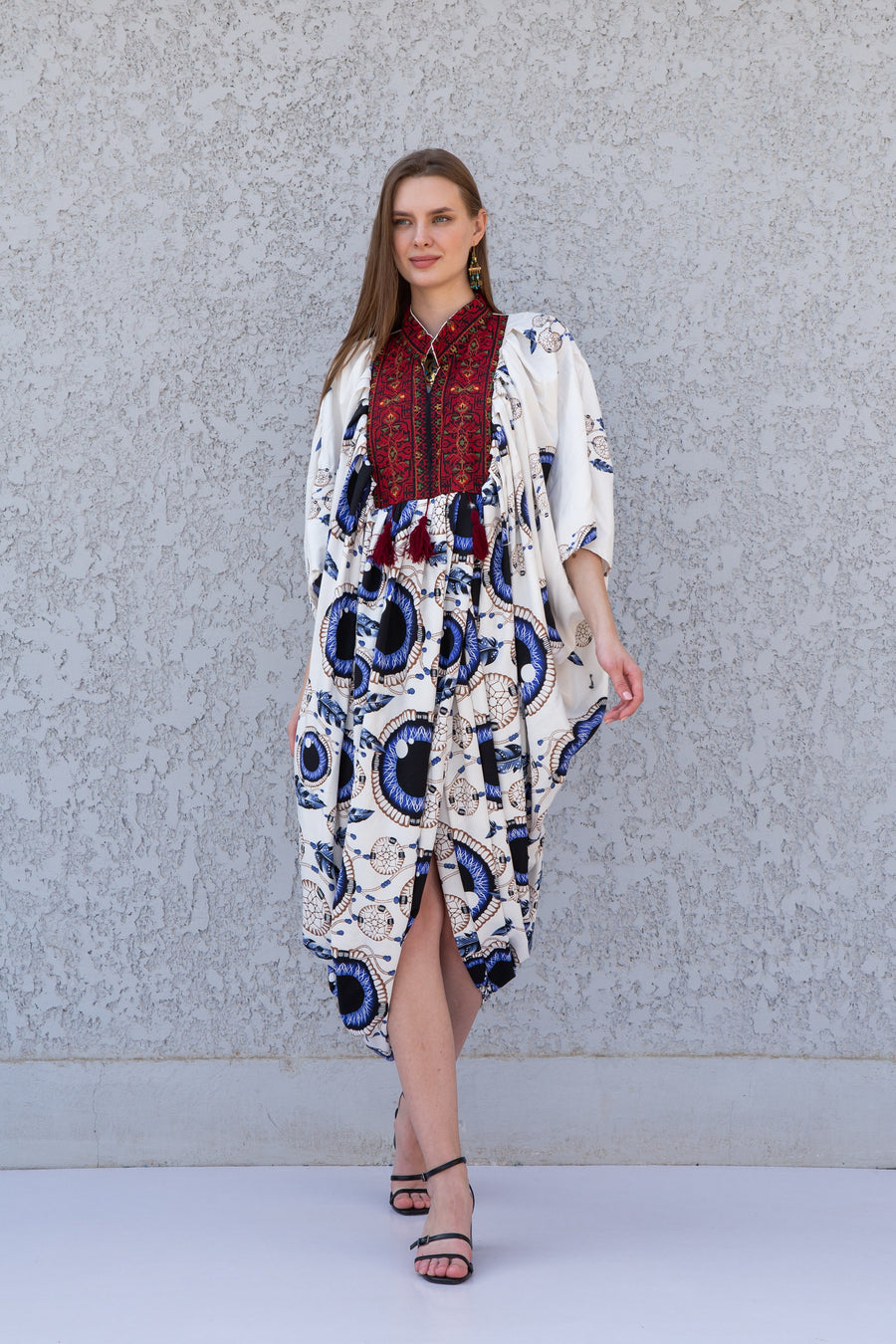 White evil eye summer Caftan, maternity kaftan, Caftans for women, Loose fit caftan, Egyptian cotton caftan, Plus size kaftan