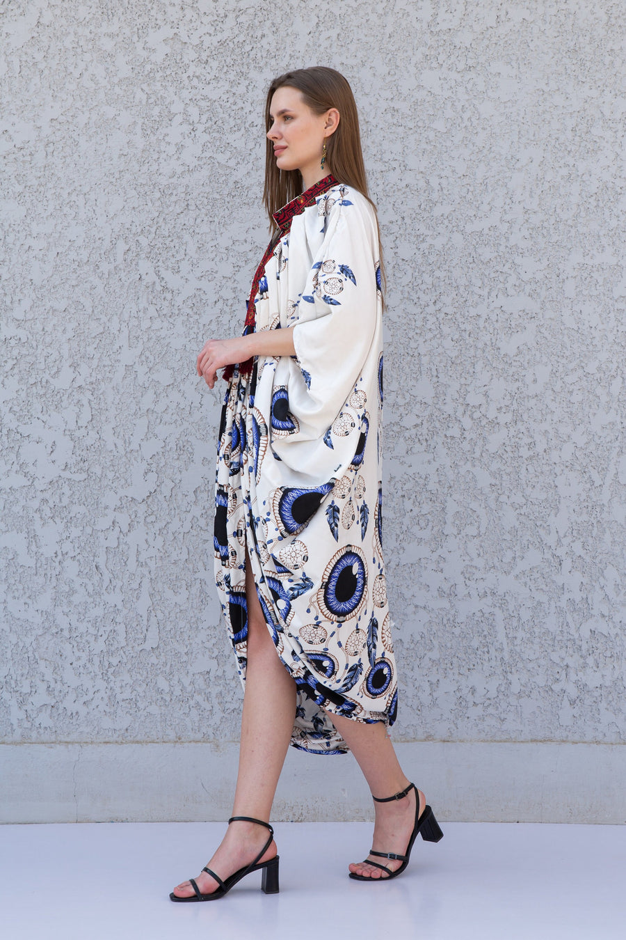 White evil eye summer Caftan, maternity kaftan, Caftans for women, Loose fit caftan, Egyptian cotton caftan, Plus size kaftan