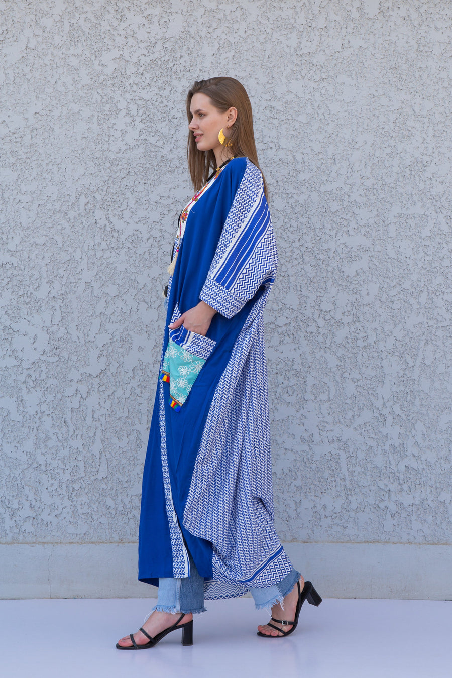 Blue Boho embroidered Kimono, Embroidered overside Cardigan, Boho Kimono, Womens boho Cardigans, Boho Cardigan, Duster, Blue Cardigan
