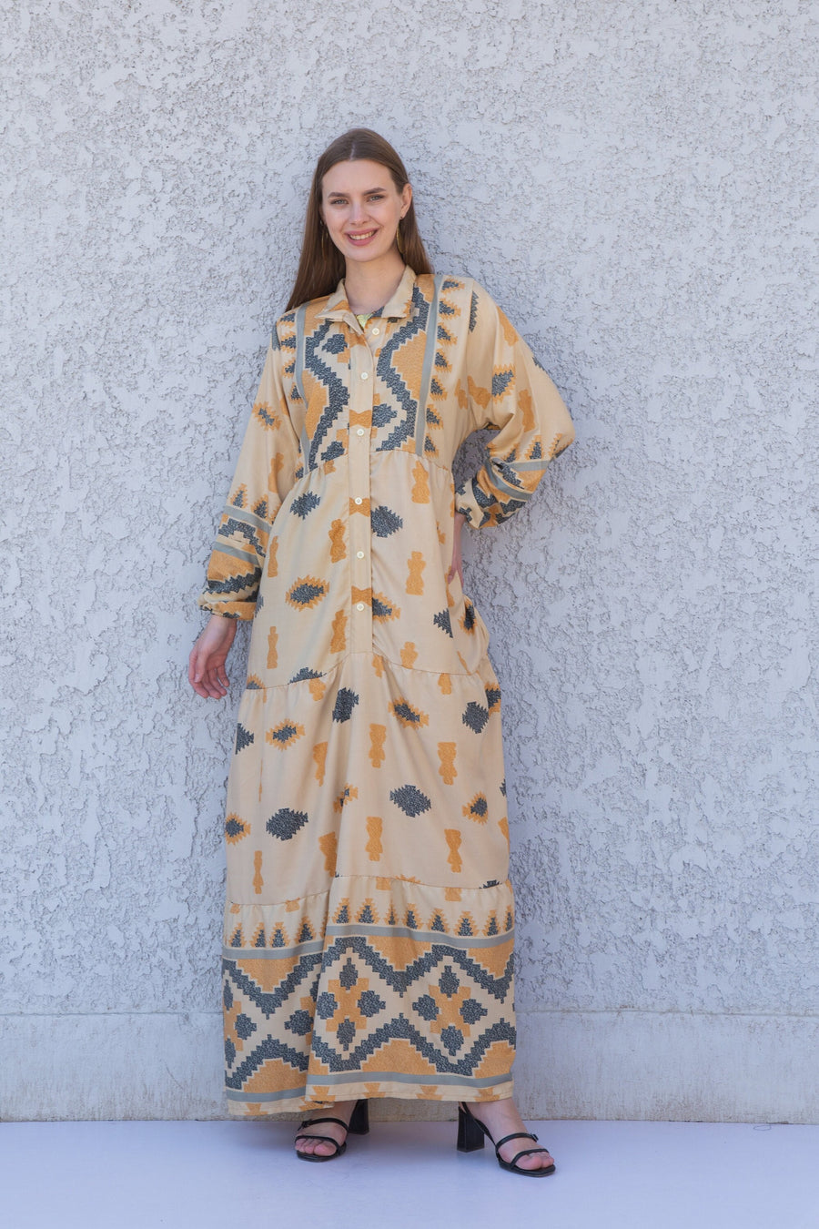 Boho Beige button up Caftan, Navy blue caftan dress, caftans for women, Boho Kaftan dress, Caftans for women, long summer kaftan, caftan